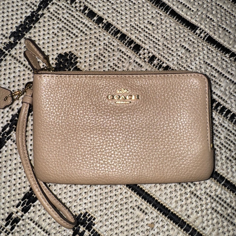 Coach Beige Leather Wristlet
